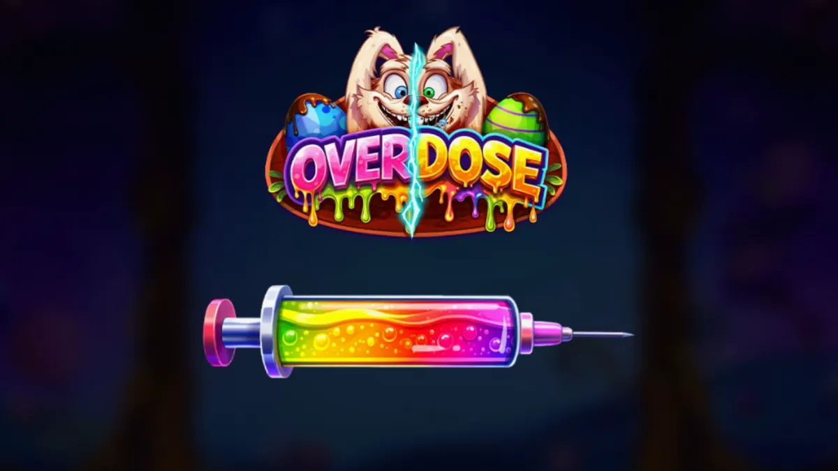 Tampilan visual slot Overdose dengan tema Paskah yang unik dan penuh warna