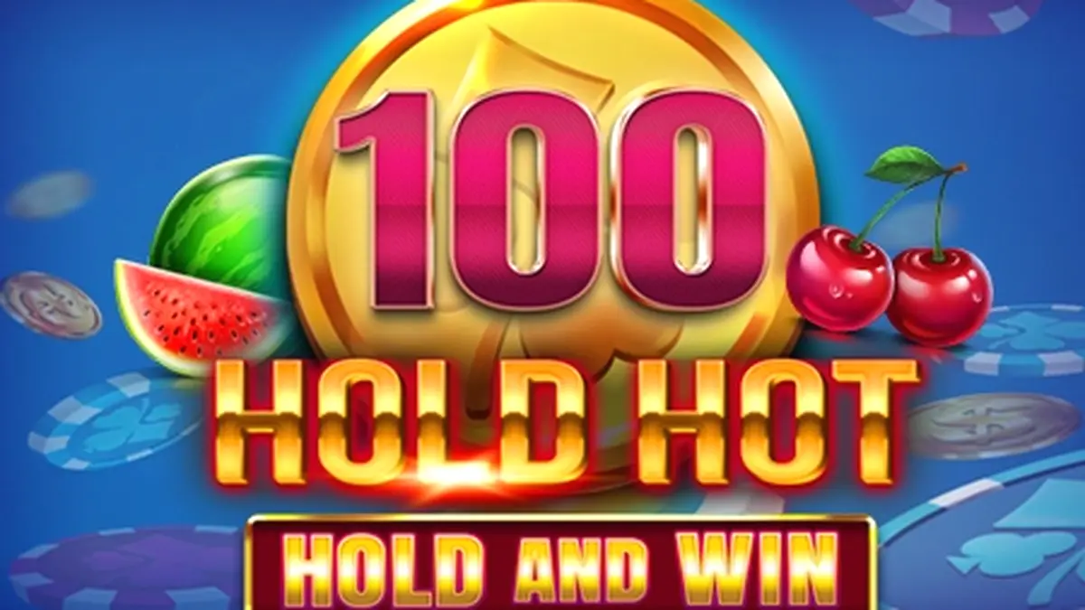 Tampilan visual slot 100 Hold Hot Hold and Win dengan nuansa gelap dan simbol buah klasik.